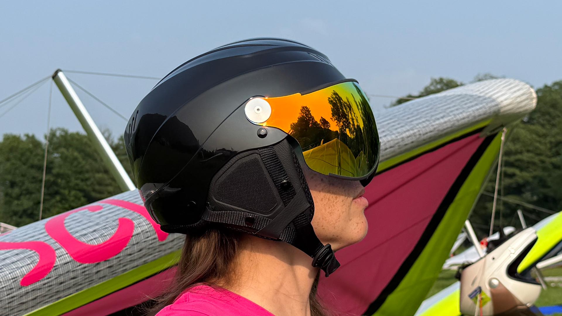 Hang Glider and helmets